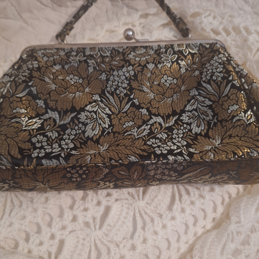 Jaclyn Smith Elegant Black and Gold Floral Wristlet - Picture 6 of 6